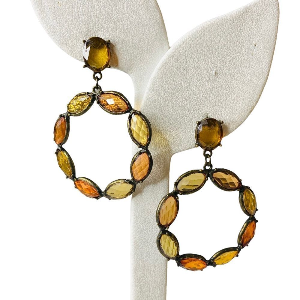 Multicolor Gemstone Round Drop Dangle Earrings - image 1